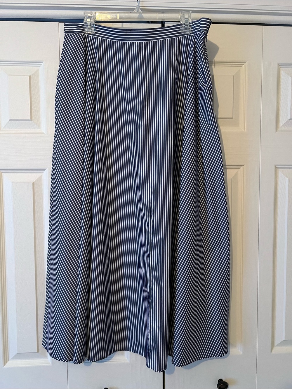 Women's Navy and White Striped A-Line Dress Lafayette 148 NWT